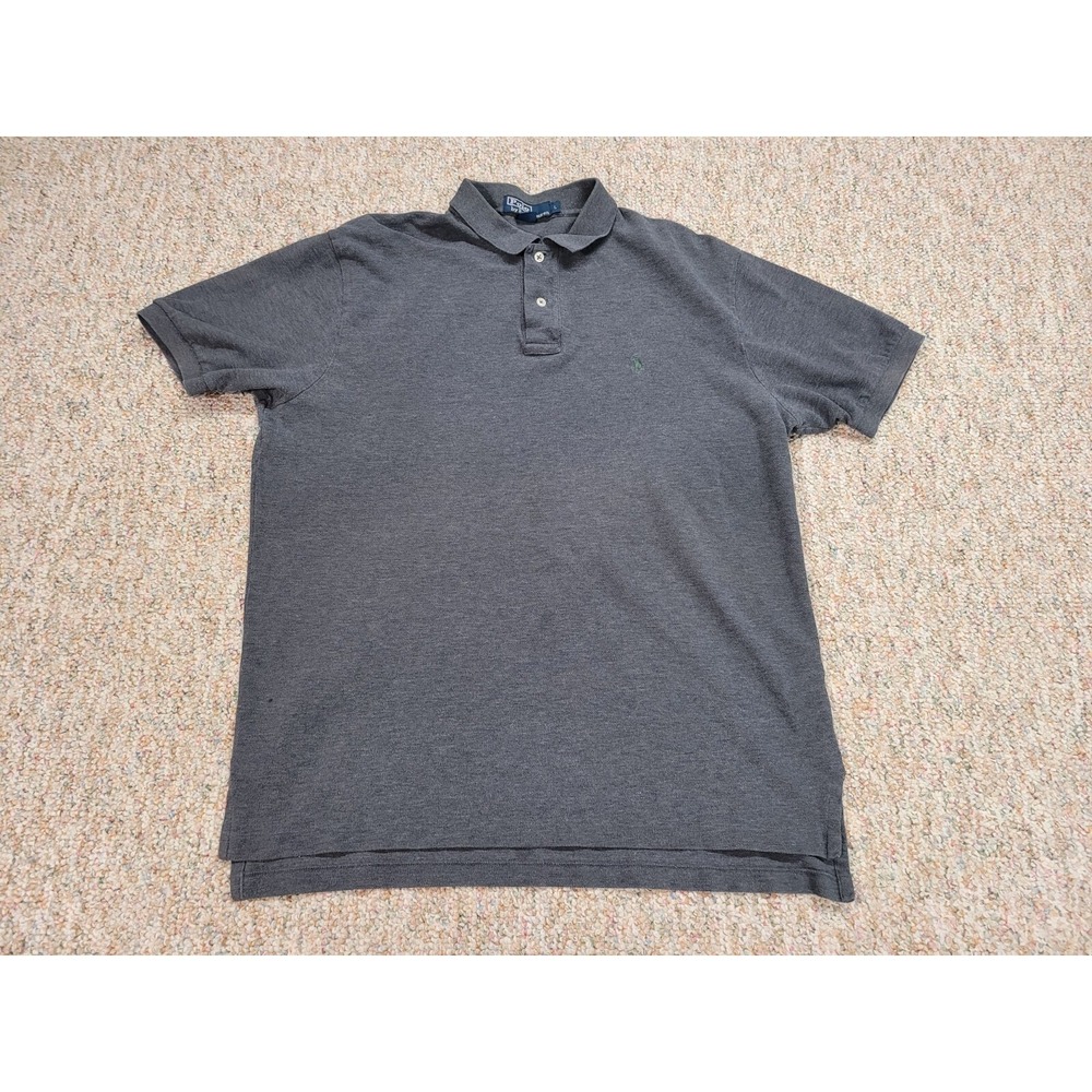 Polo Ralph Lauren Shirt Mens L Gray Short Sleeve Cotton Pique Pony Logo Casual